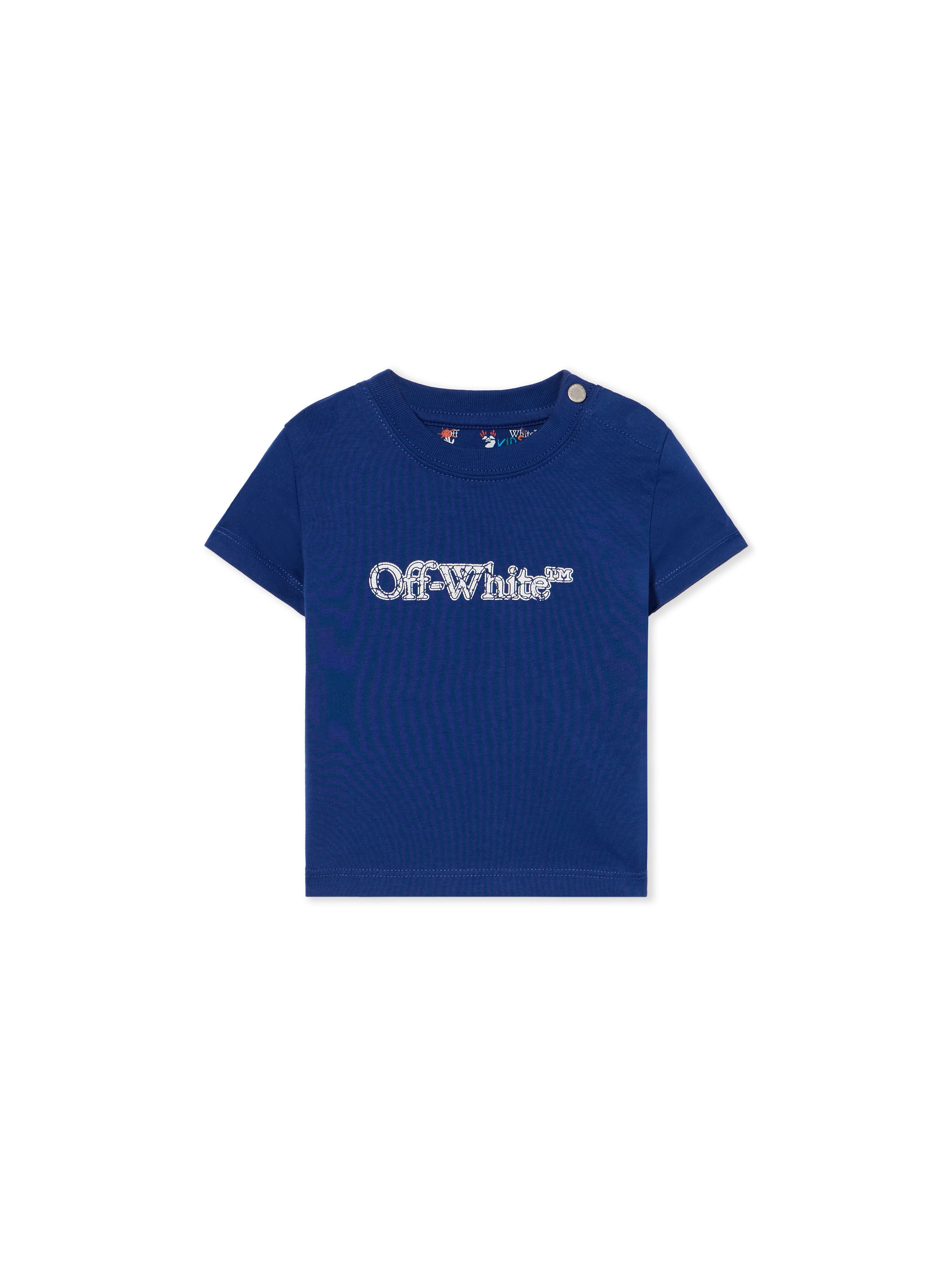 OFF WHITE Big Bookish Crackle Logo T-Shirt BLUE - WHITE OBXB001F25JER003