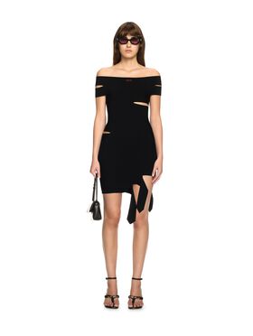 OFF WHITE Off Straps Bandeau Mini Dress Black - Au PURPLE OWAD136S25JER001