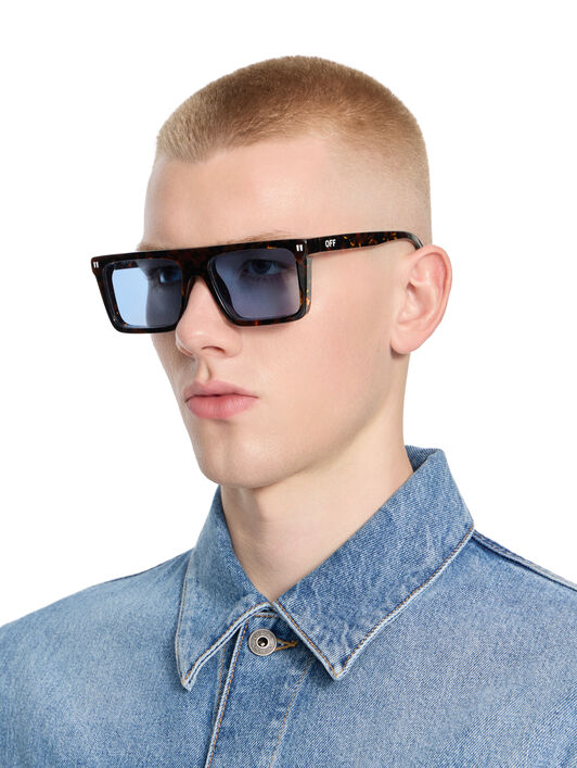 OFF WHITE Bridgeport Blue Lens Sunglasses SHINY WHITE OW1045604556