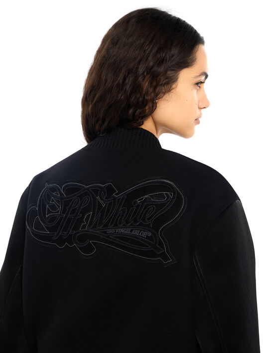 Velvet-Coated Varsity Jacket OFF WHITE Velvet-Coated Varsity Jacket Black-Black 2FG00403T