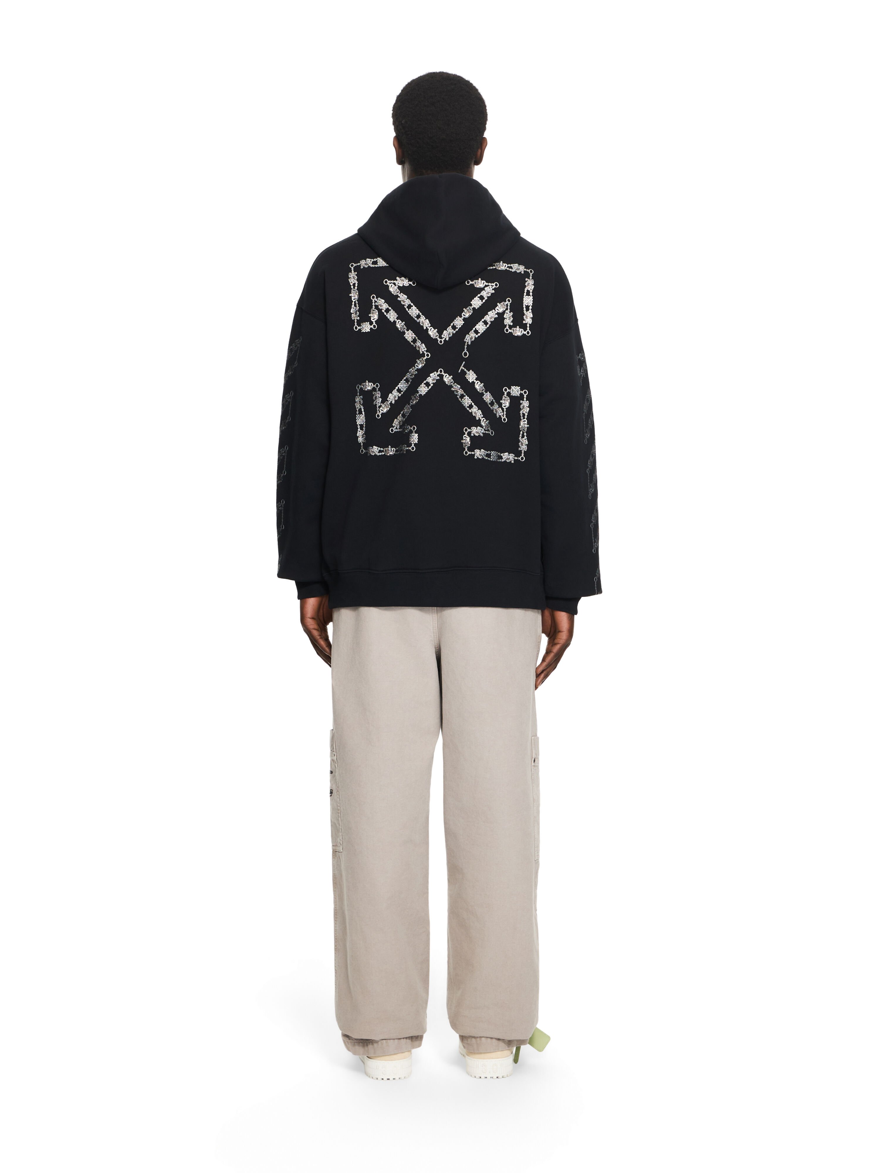 OFF WHITE Chain Arrow Diagonal Skate Hoodie BLACK 44MBB085S26F005