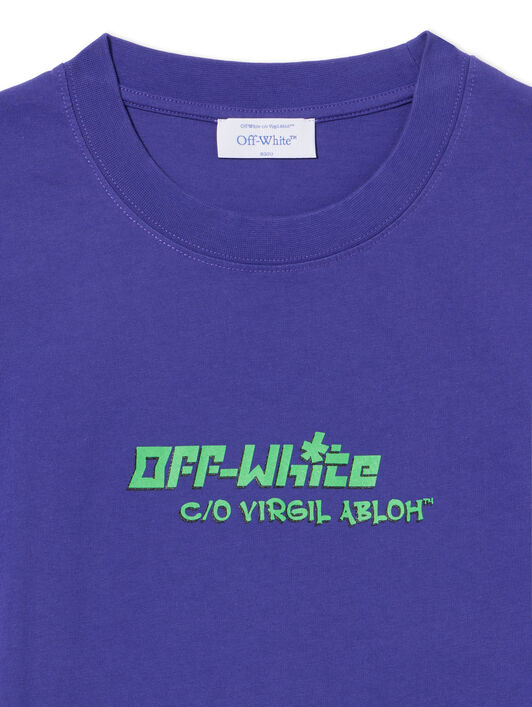 OFF WHITE Barber 2 T-Shirt DEEP BLUE - BLACK OMAA027S25JER006