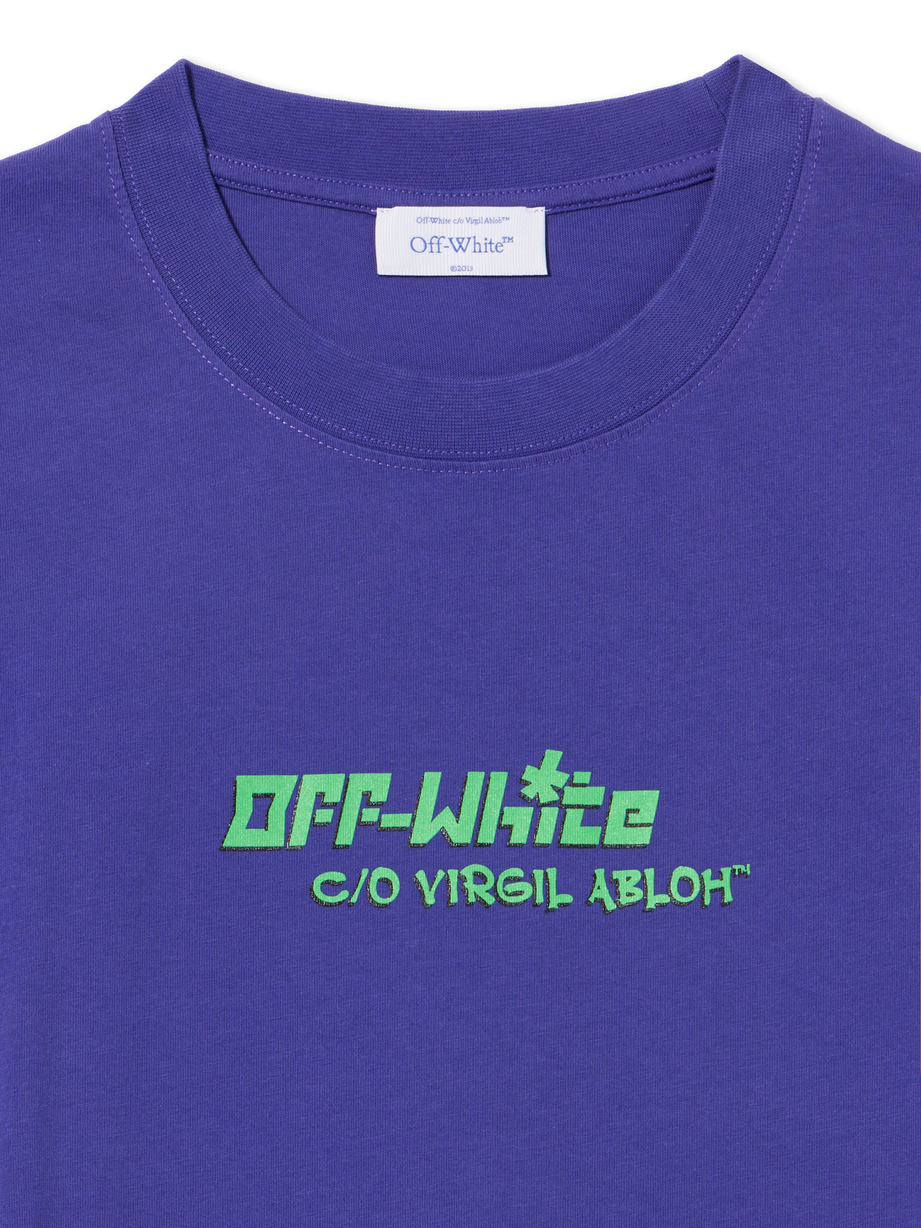 OFF WHITE Barber 2 T-Shirt DEEP BLUE - BLACK OMAA027S25JER006