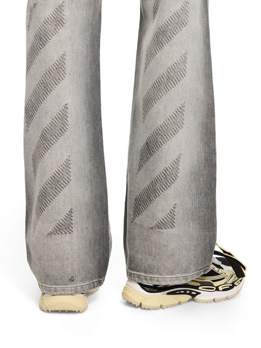 OFF WHITE Diagonal Embroidery Slim Relaxed Jeans SUN-FADED GREY 44XYA18JS26D003
