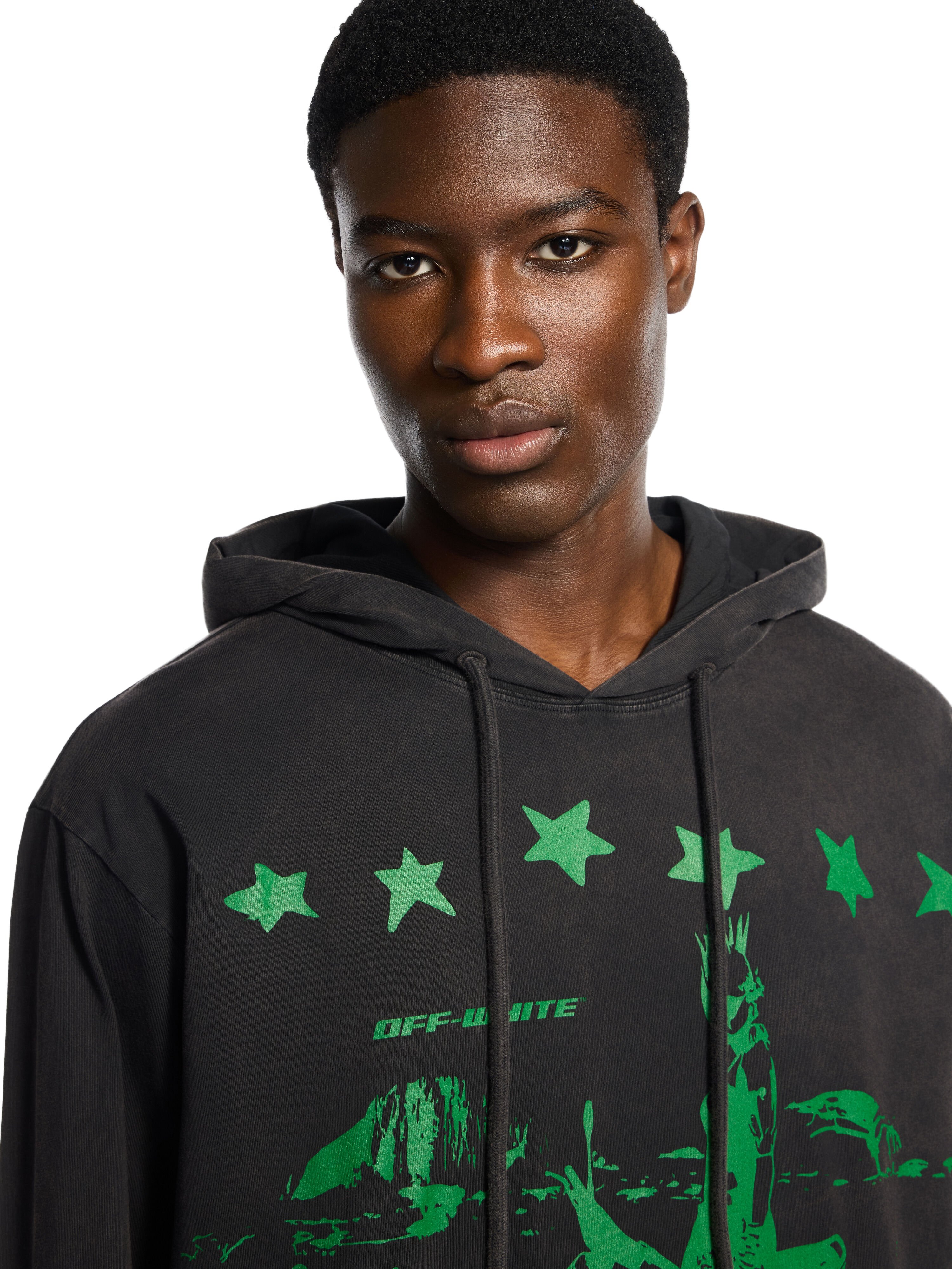 OFF WHITE Desert Ow 90S Hooded L/S Tee VINTAGE BLACK - GREEN OMAB09DW25JER001