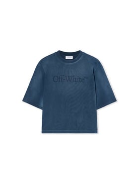 OFF WHITE Boxy Logo Tee SPRAY D. SAPPHIRE - SPRAY D. SAPPHIRE OWAA124F25JER007