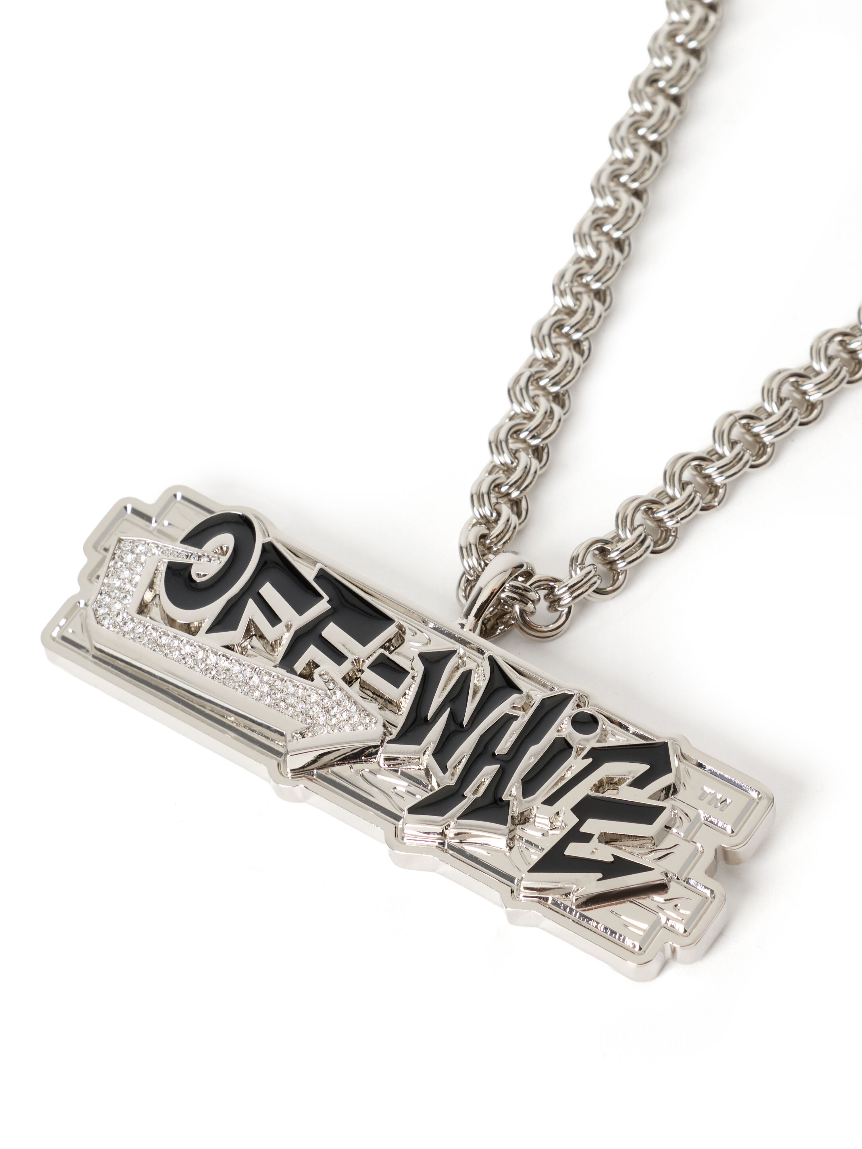 Bling Strass Wall Chain Necklace OFF WHITE Bling Strass Wall Chain Necklace SILVER - SILVER OMOB162S26MET001