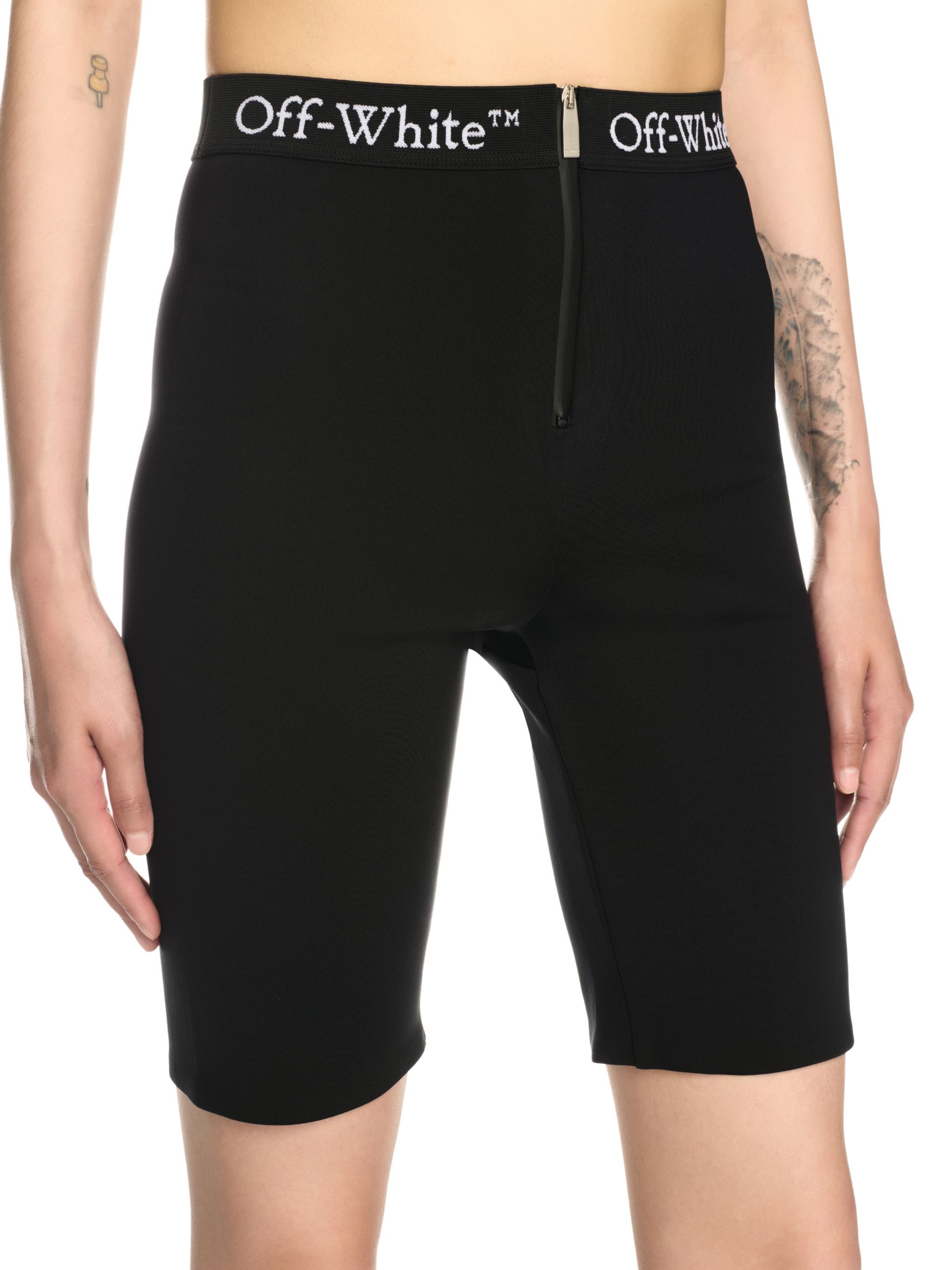 OFF WHITE Black Logo Band Zip Shorts BLACK OWVH029S25JER001