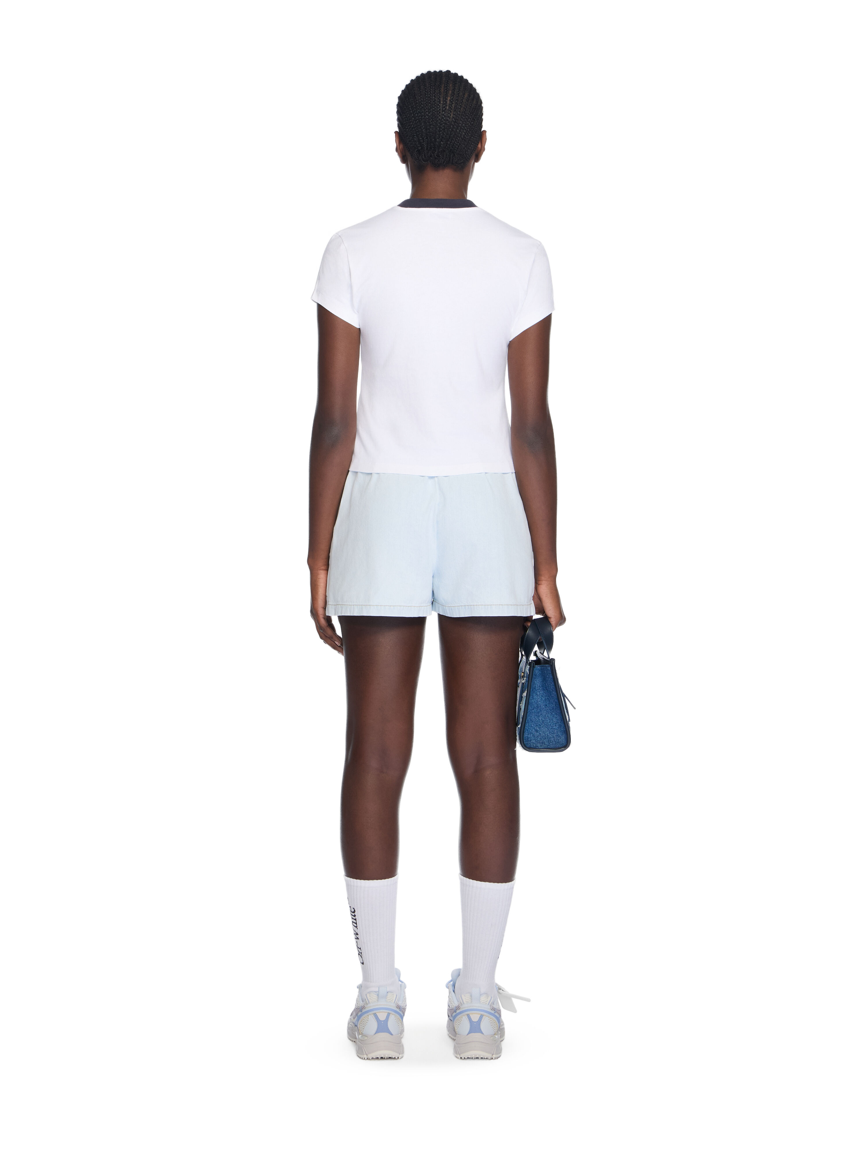 Denim Pajama Shorts OFF WHITE Denim Pajama Shorts LIGHT BLUE-WHITE OWYC01BF25DEN002