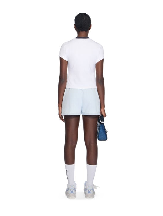 Denim Pajama Shorts OFF WHITE Denim Pajama Shorts LIGHT BLUE-WHITE OWYC01BF25DEN002