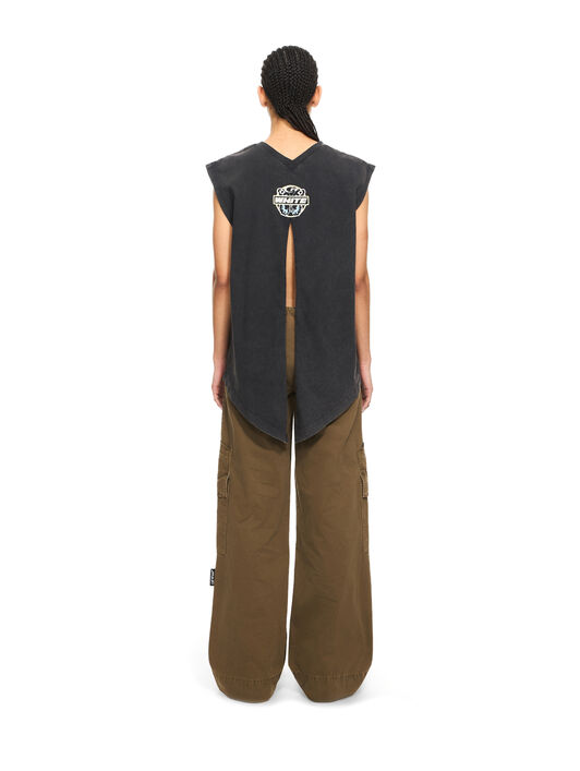 OFF WHITE Butterfly Patch Open Back Tank Top Marble Black-White 2AC019S26JER001