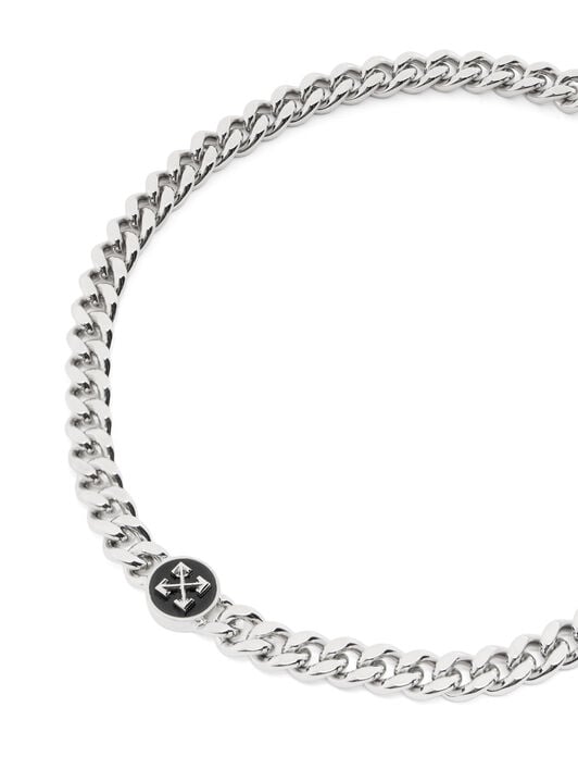OFF WHITE ROUND ARROW NECKLACE SILVER - BLACK OMOB15SF25MET001