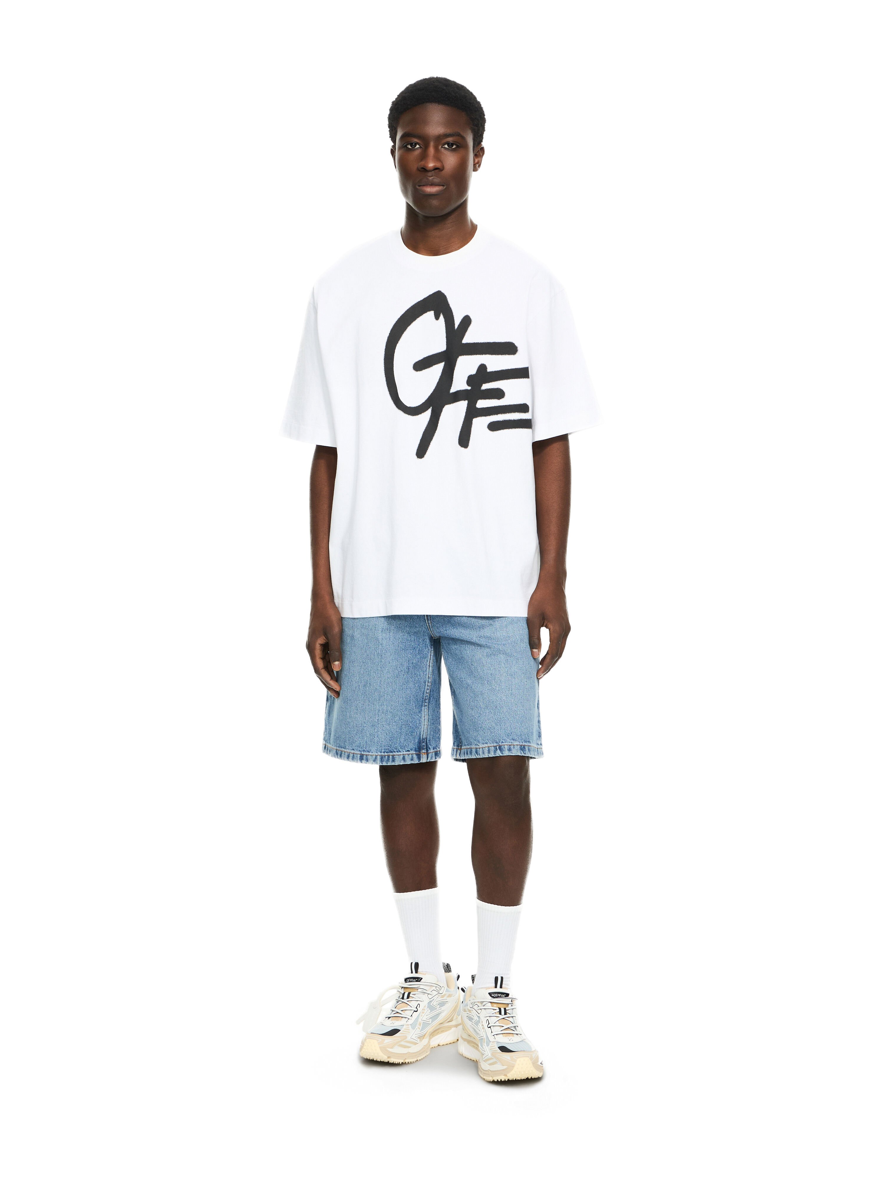 OFF WHITE Spray Logo Skate S/S Tee WHITE 44MAA120S26J00L