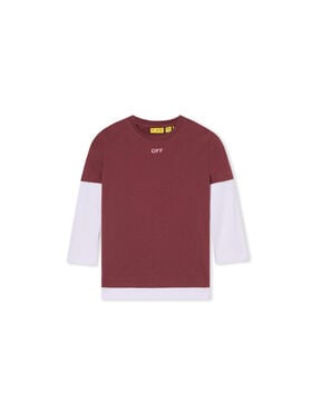 OFF WHITE Arrow Acrylic Double Layer Long Sleeve T-Shirt RED MAHOGANY 44GAB00CF26J001
