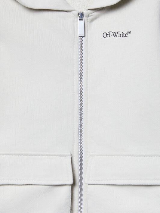 OFF WHITE Diagonal Bookish Hoodie Mit Reißverschluss GRAU OBBE005S25FLE001