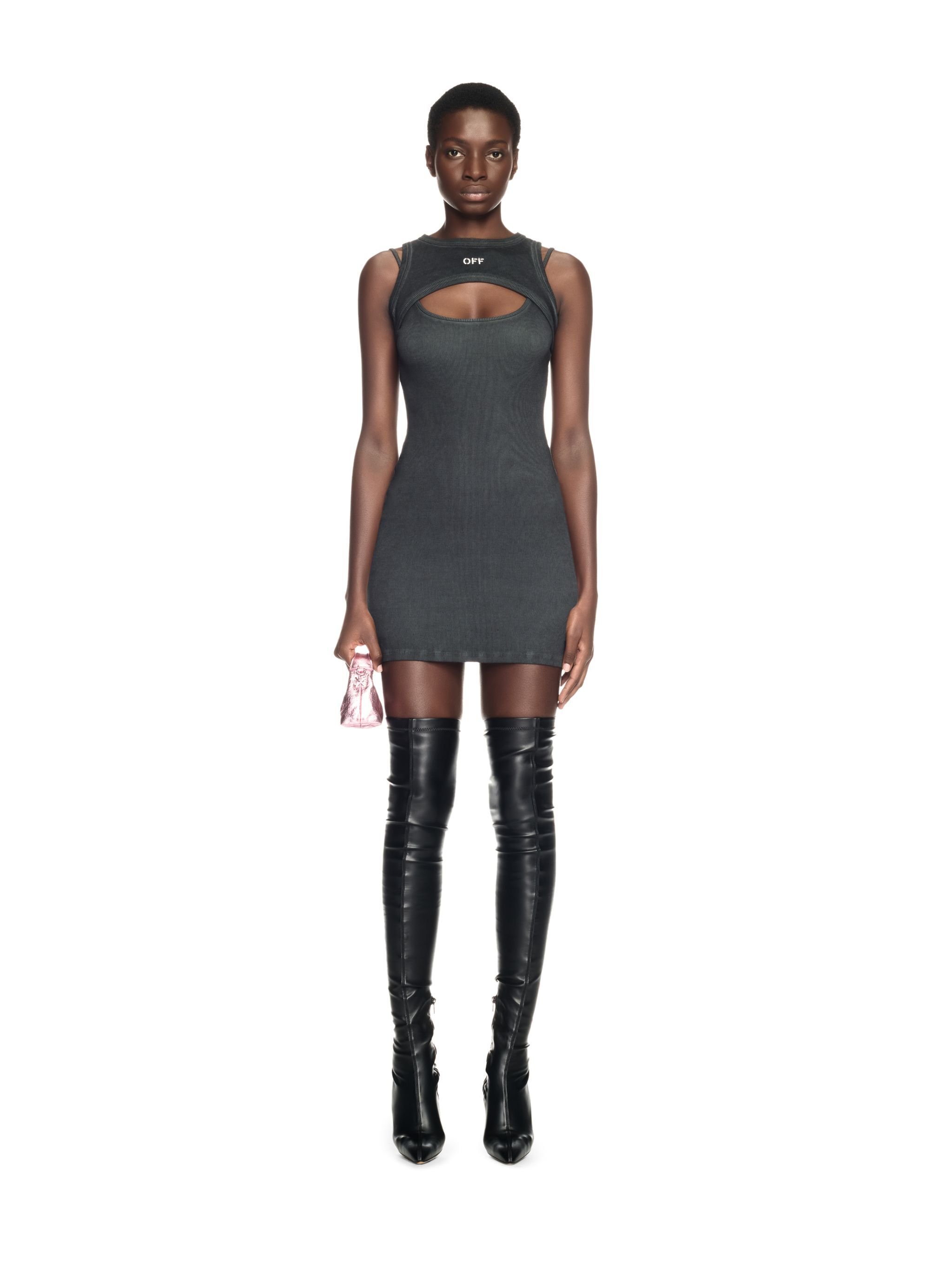 OFF WHITE Off Stamp Rib Cut Out Dress GREY OWDB496F24JER001