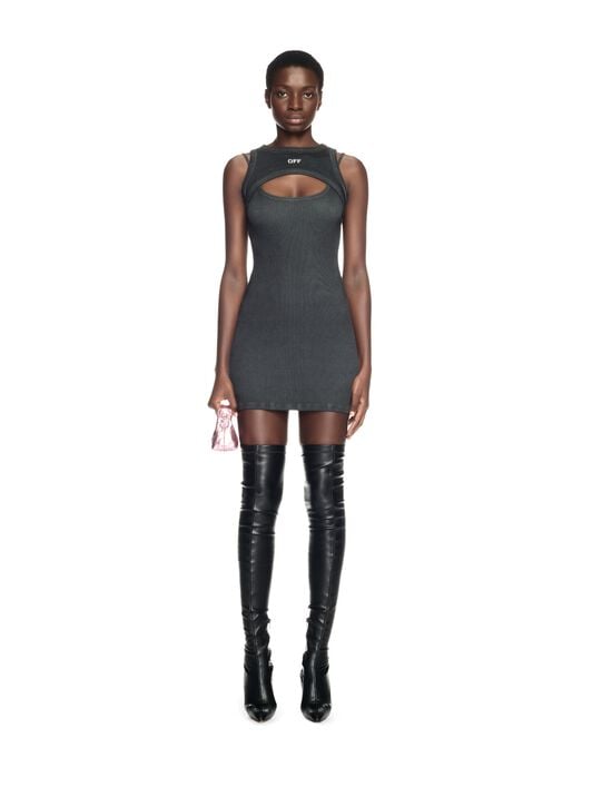 Off Stamp Rib Cut Out Dress OFF WHITE Off Stamp Rib Cut Out Dress GREY OWDB496F24JER001