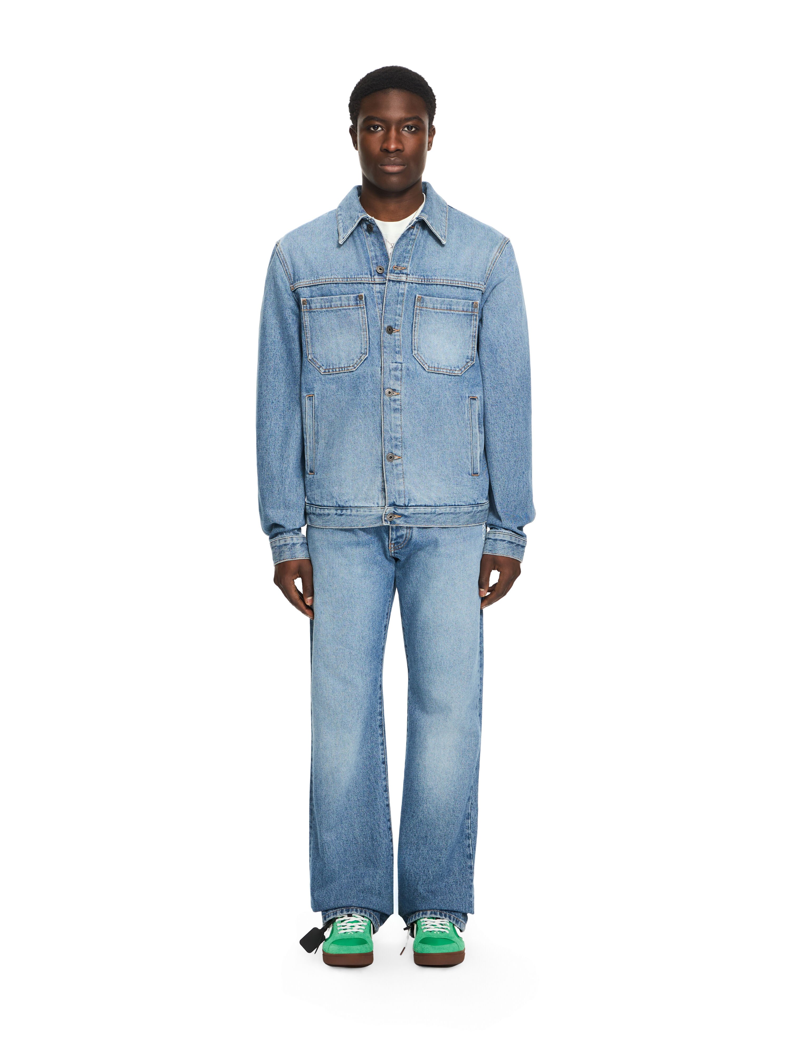 OFF WHITE Half Arrow Denim Skate Jacket LIGHT MEDIUM BLUE 44MYE09QS26D002