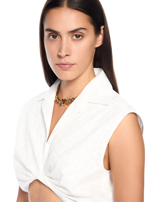 OFF WHITE Off Stamp Sleeveless Shirt WHITE - YELLOW OWGA09ET25FAB002