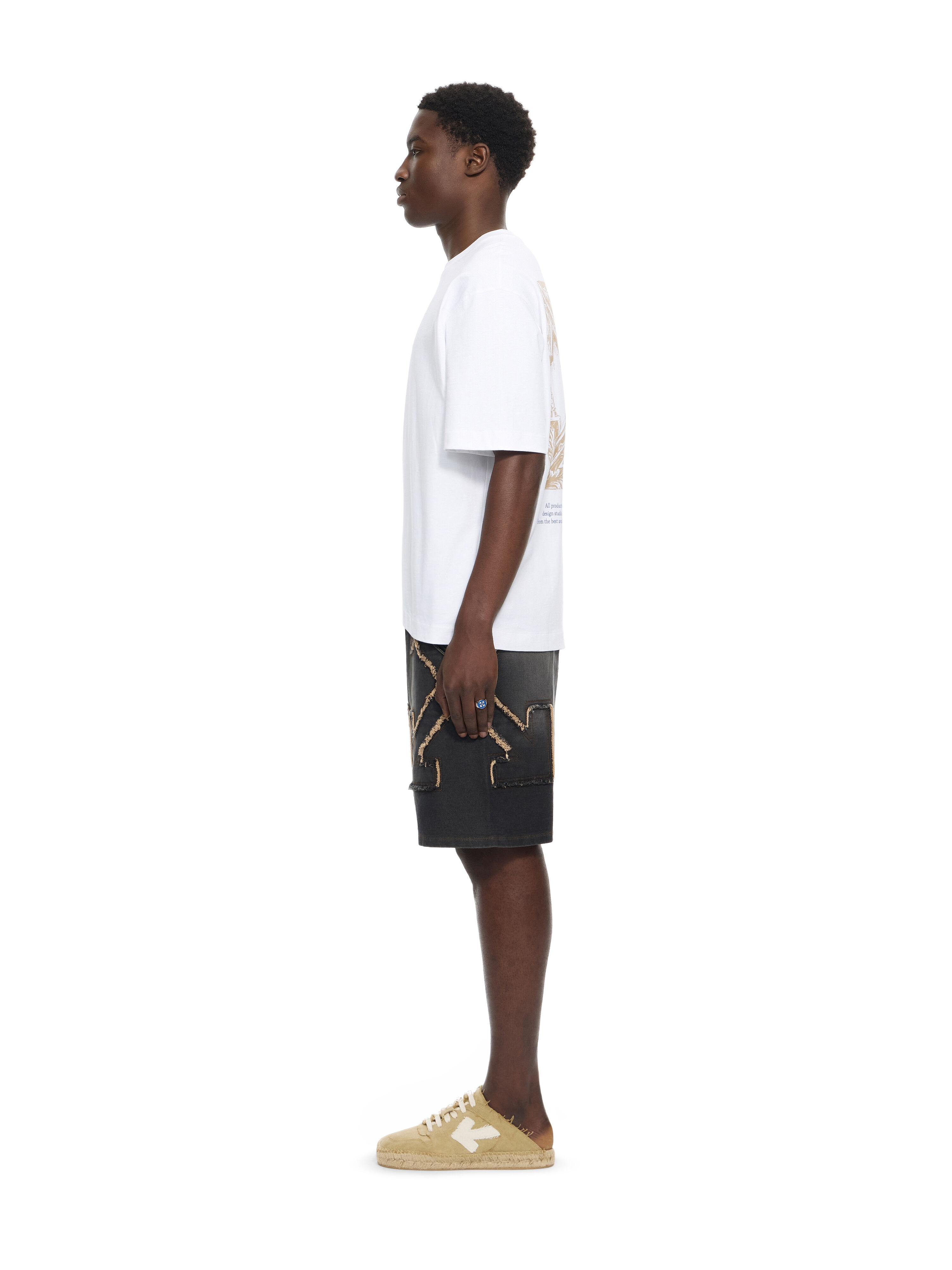 OFF WHITE Distress Arr Skate Sweatshort HIGHLIGHTED BLACK 44MCI013S26D001