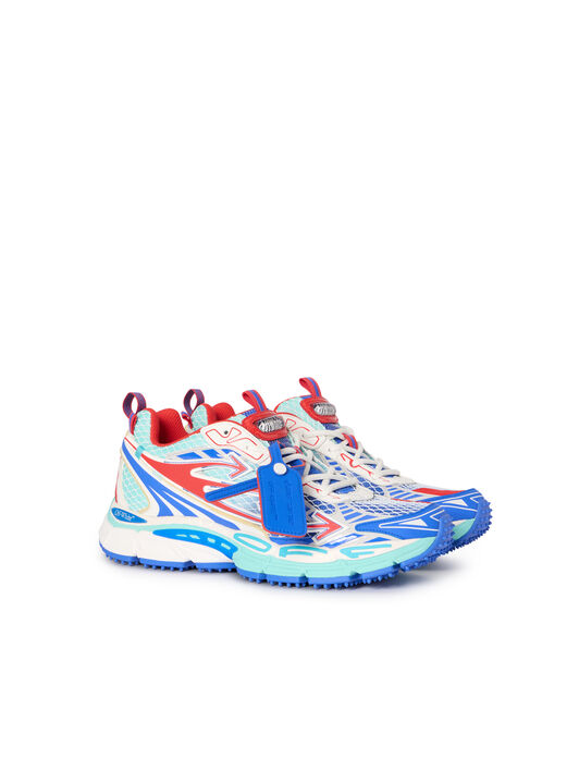 OFF WHITE Be Right Back Fishnet Sneakers FIERY RED - COBALT BLUE OMIA295S26FAB004