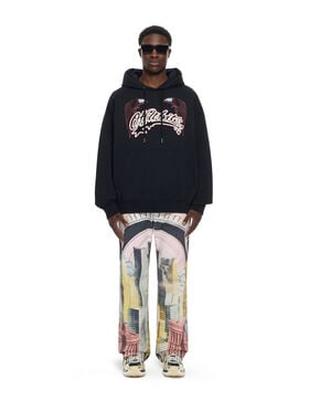 OFF WHITE Swarovski Double Eagle Skate Hoodie BLACK 44MBB085Z26F002