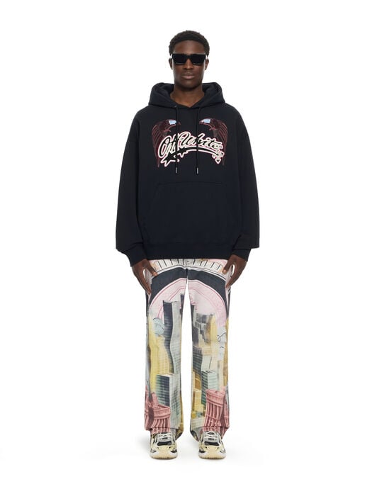 OFF WHITE Swarovski Double Eagle Skate Hoodie BLACK 44MBB085Z26F002