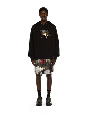 OFF WHITE Paint Arrow Skate Hoodie BLACK - WHITE OMBB085F25FLE010