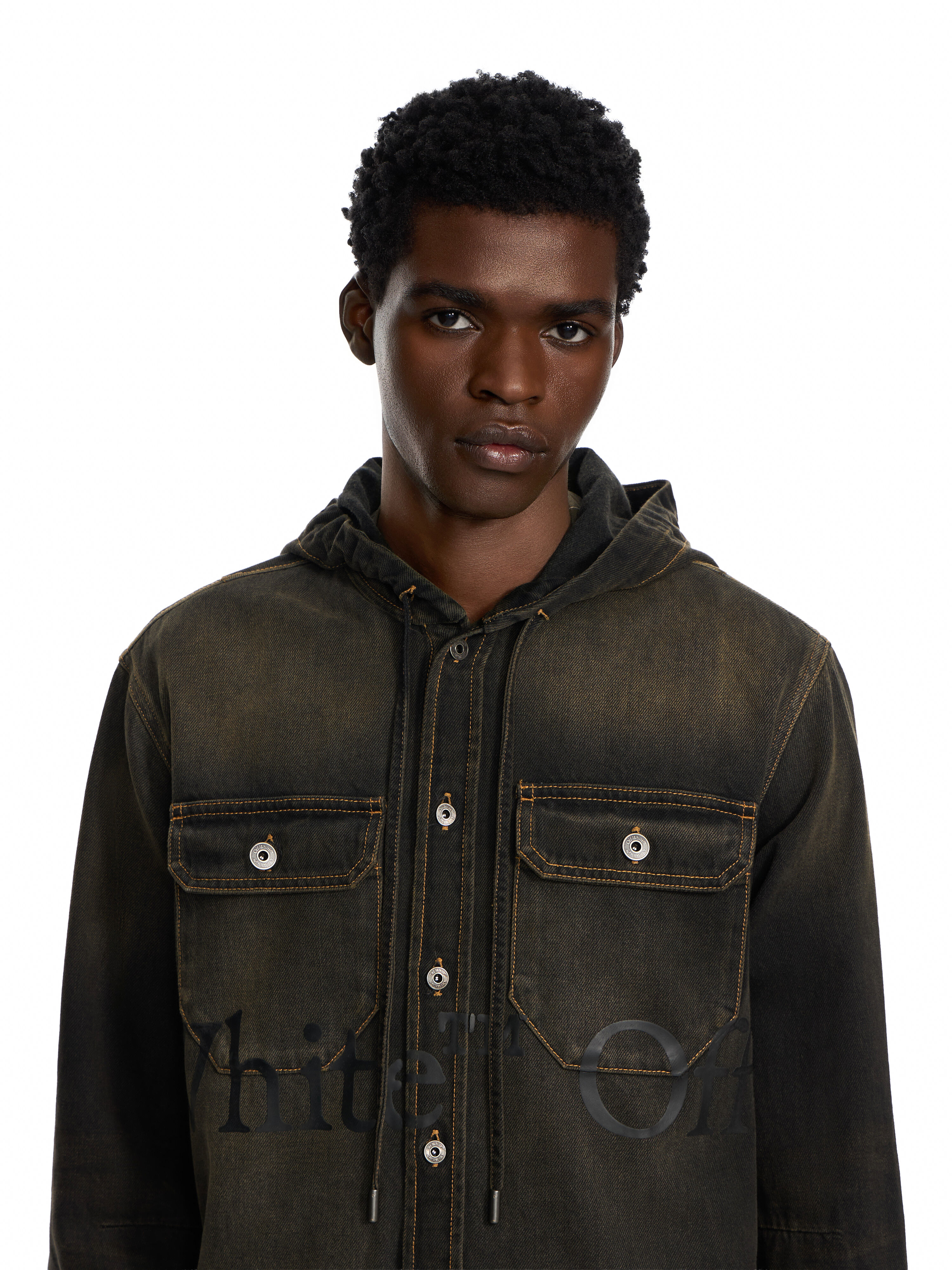 Bookish Hooded Denim Shirt OFF WHITE Bookish Hooded Denim Shirt DIRTY BLACK 44MYD05XF26D002