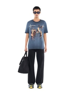 OFF WHITE Ripped Narciso T-Shirt CLOUD BLU GRAPHITE 44MAA16MF26J00K