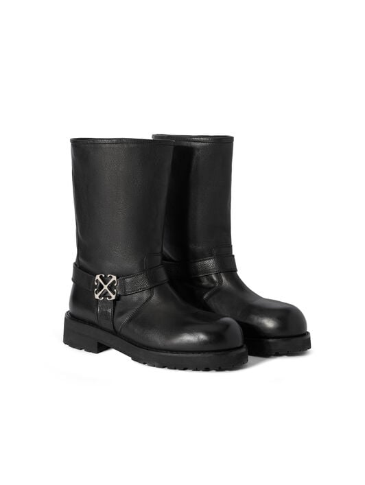 OFF WHITE Off Track Leather Boots BLACK - SILVER OMIE00EC99LEA001