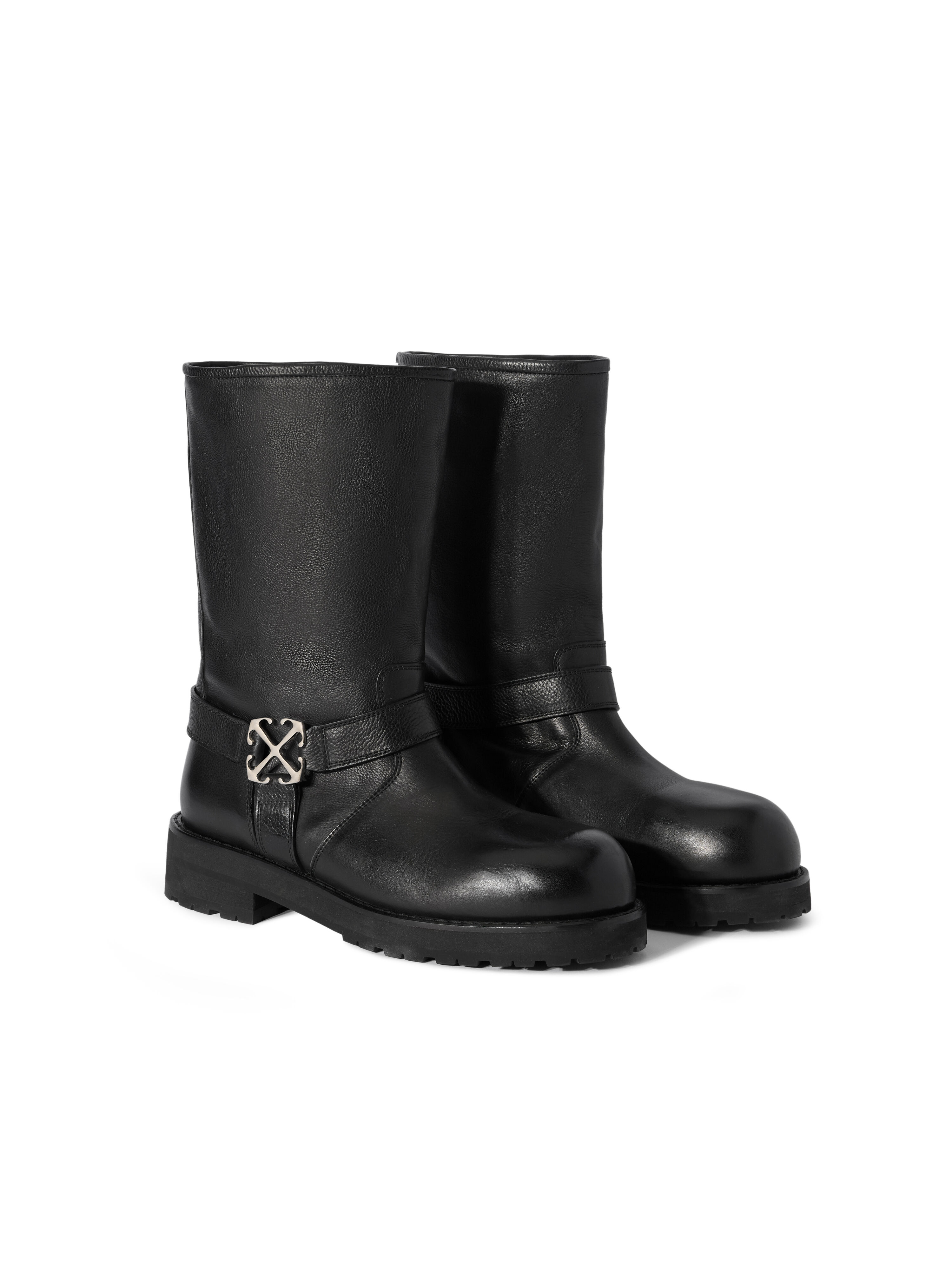 OFF WHITE Off Track Leather Boots BLACK - SILVER OMIE00EC99LEA001