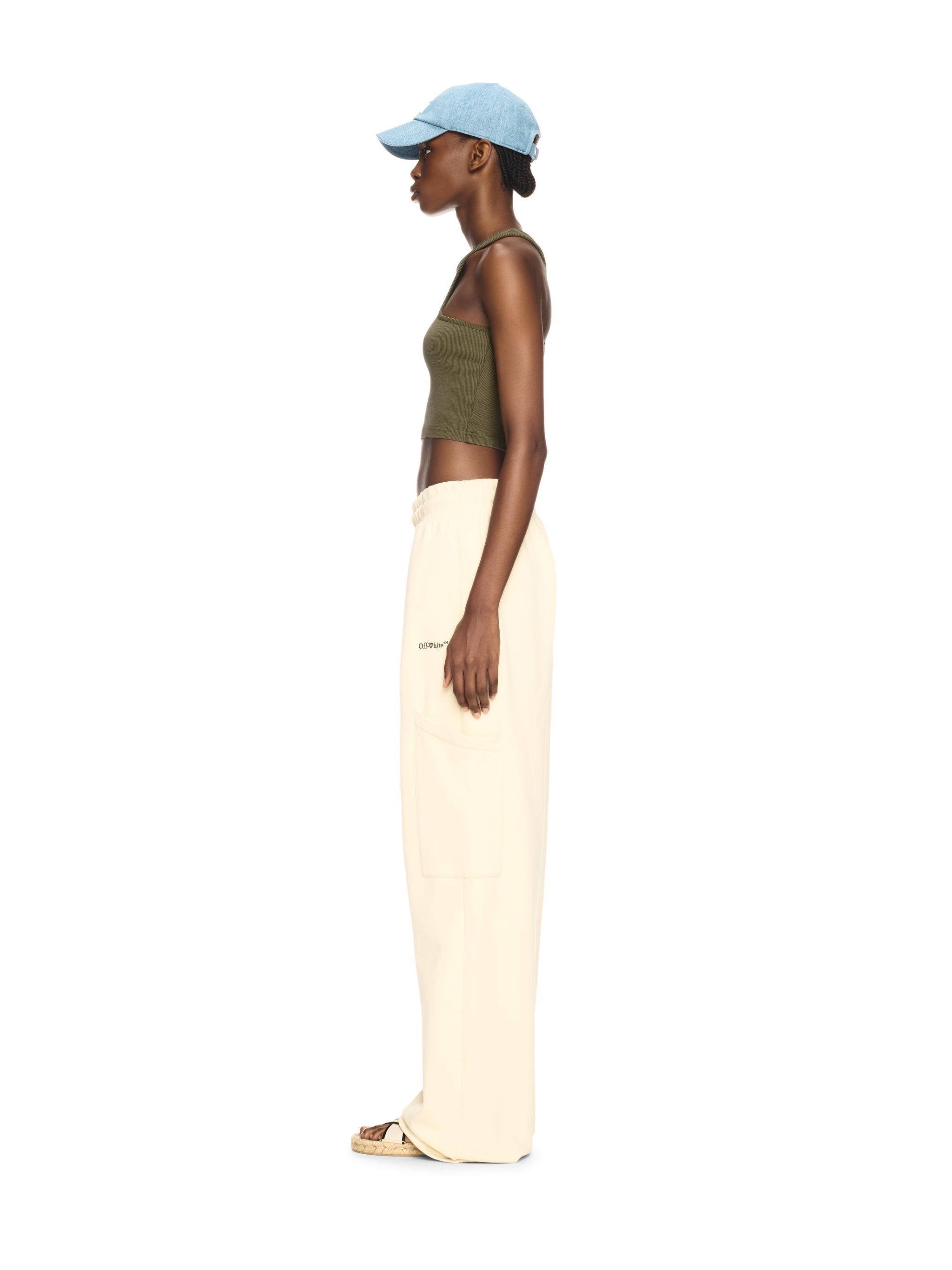 OFF WHITE Green Stamp Ribbed Rowing Top GREEN OWAD086S25JER002