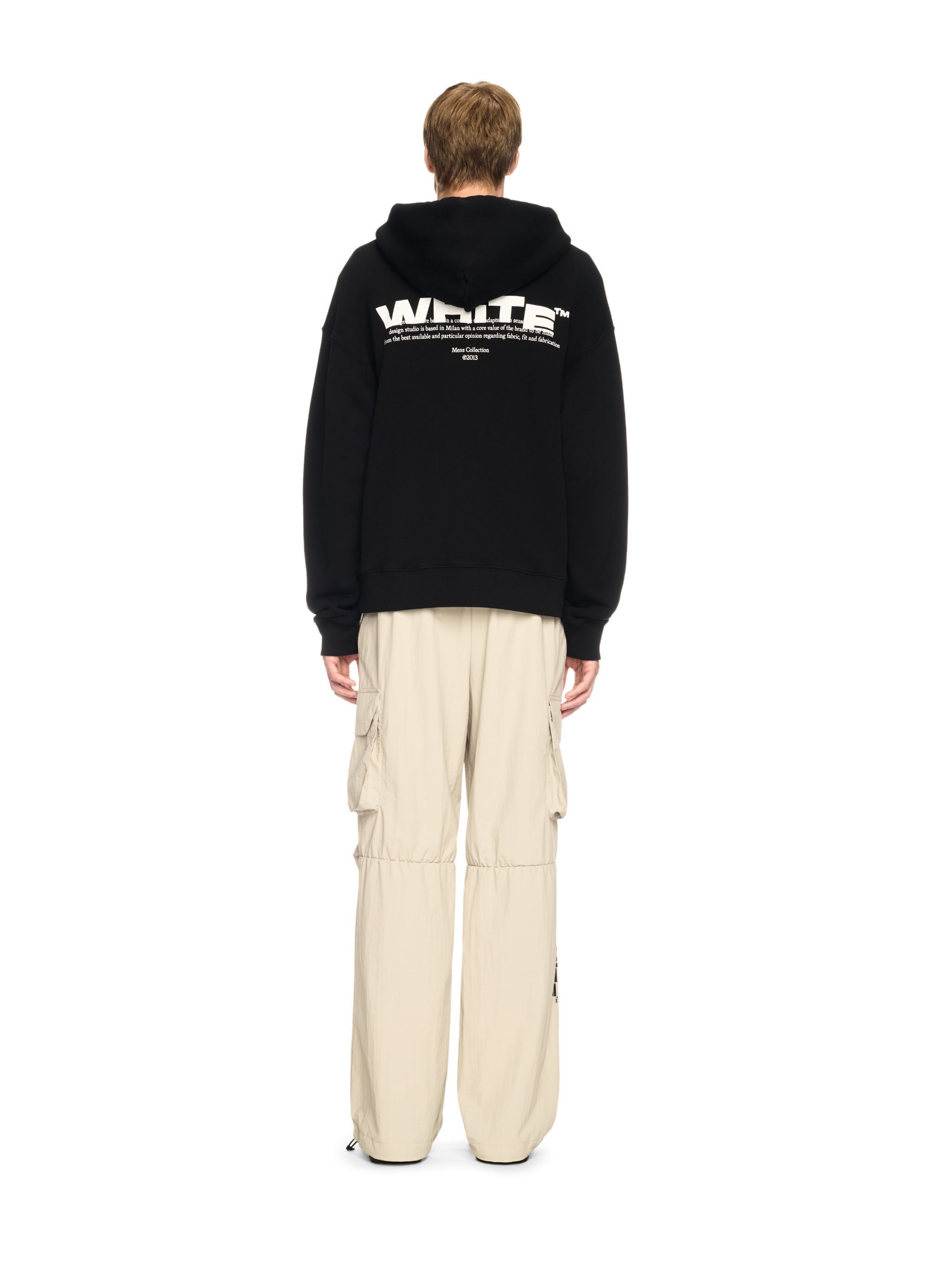 OFF WHITE Felpa Nera Con Cappuccio E Logo Off Split NERO OMBB085S25FLE00G