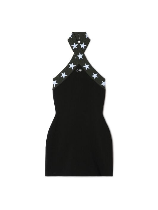 OFF WHITE Black Starry Cross Collar Mini Dress BLACK OWHI128S25KNI001