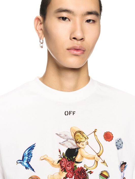 OFF WHITE White Car Fresco T-Shirt WHITE OMAA027S25JER003