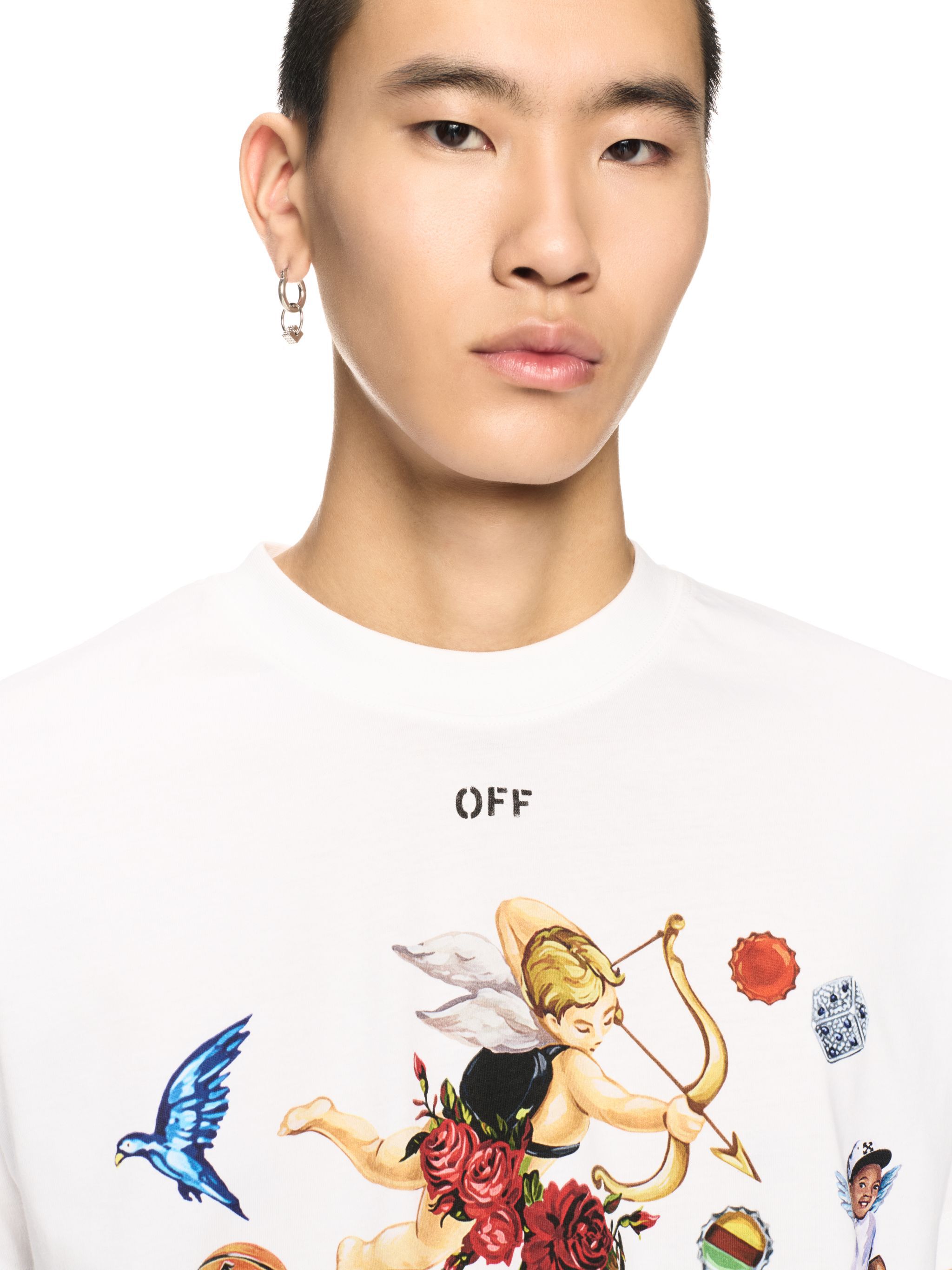 OFF WHITE White Car Fresco T-Shirt WHITE OMAA027S25JER003
