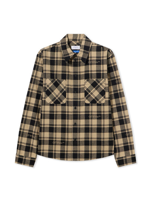 OFF WHITE Check Flann Shirt BEIGE BLACK NO COLOR OMGE030C99FAB001
