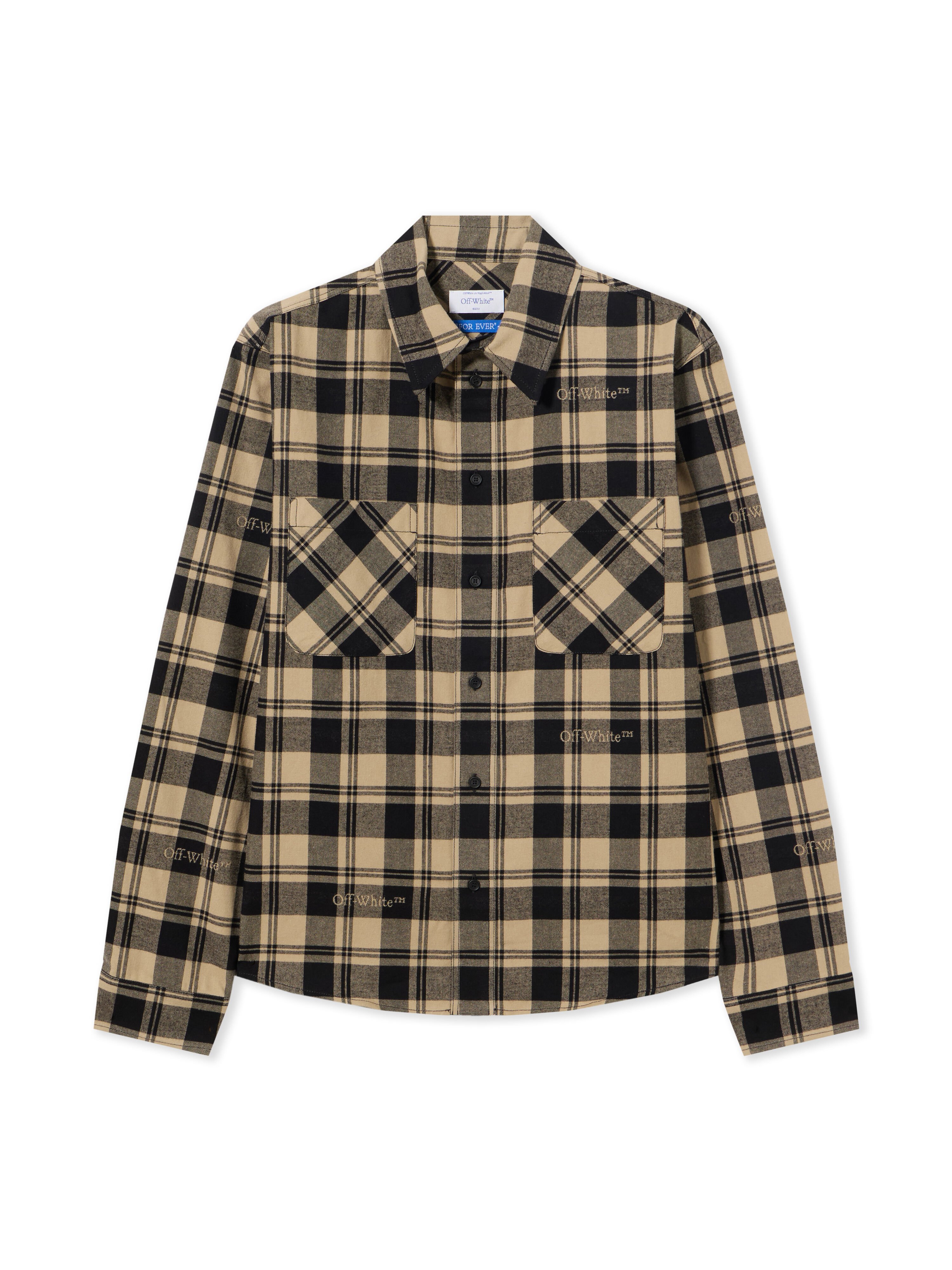 OFF WHITE Check Flann Shirt BEIGE BLACK NO COLOR OMGE030C99FAB001