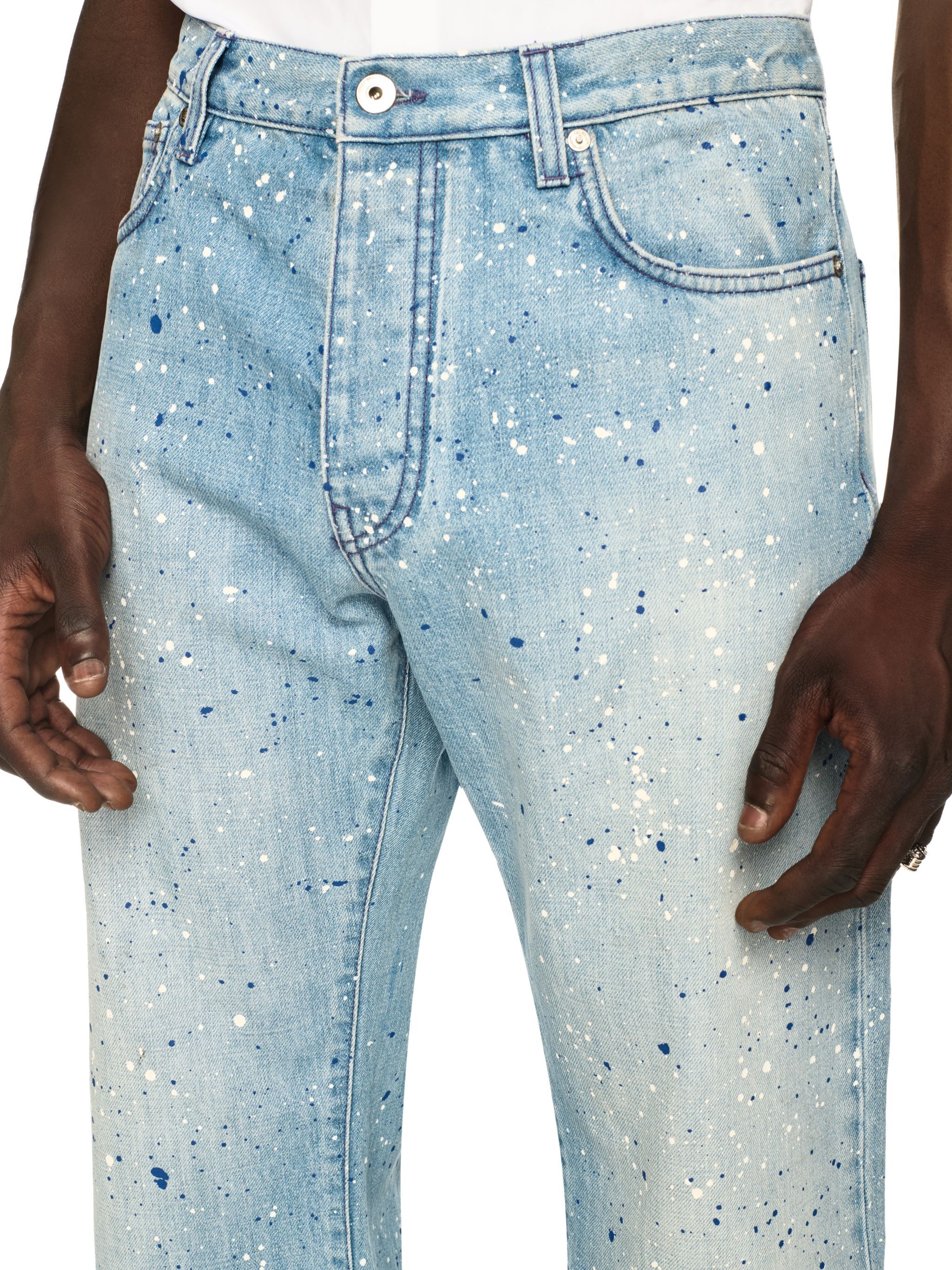 OFF WHITE Paint Relaxed Jeans Navy Blue - Multicol BLUE OMYA18JS25DEN002