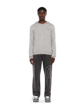 OFF WHITE Quote Knit Hoodie LIGHT GREY MELANGE - BLACK OMHU034F25KNI001