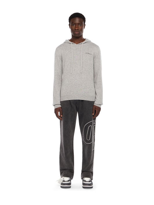 QUOTE WS KNIT HOODIE OFF WHITE QUOTE WS KNIT HOODIE LIGHT GREY MELANGE - BLACK OMHU034F25KNI001