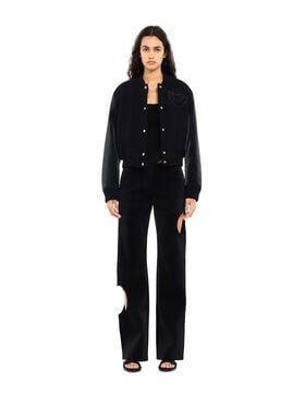 Velvet-Coated Varsity Jacket OFF WHITE Velvet-Coated Varsity Jacket Black-Black 2FG00403T