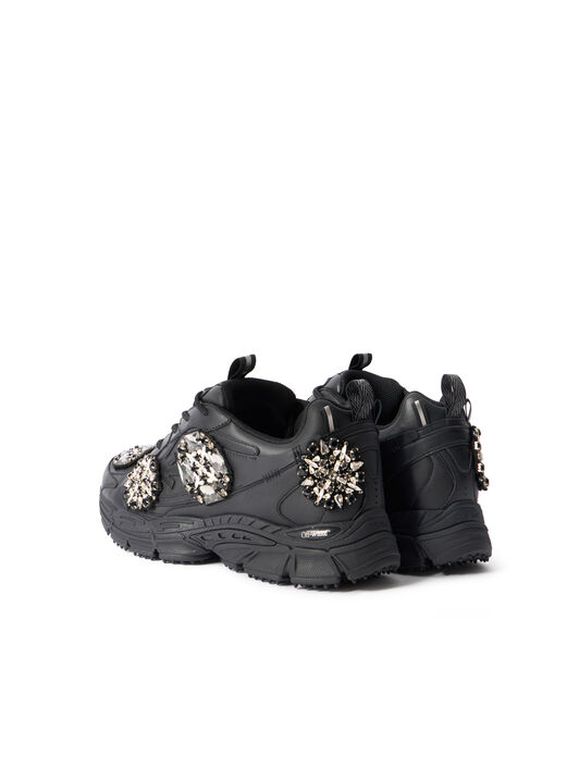 OFF WHITE Be Right Back Bejeweled Sneakers BLACK - SILVER OMIA295Z26LEA003