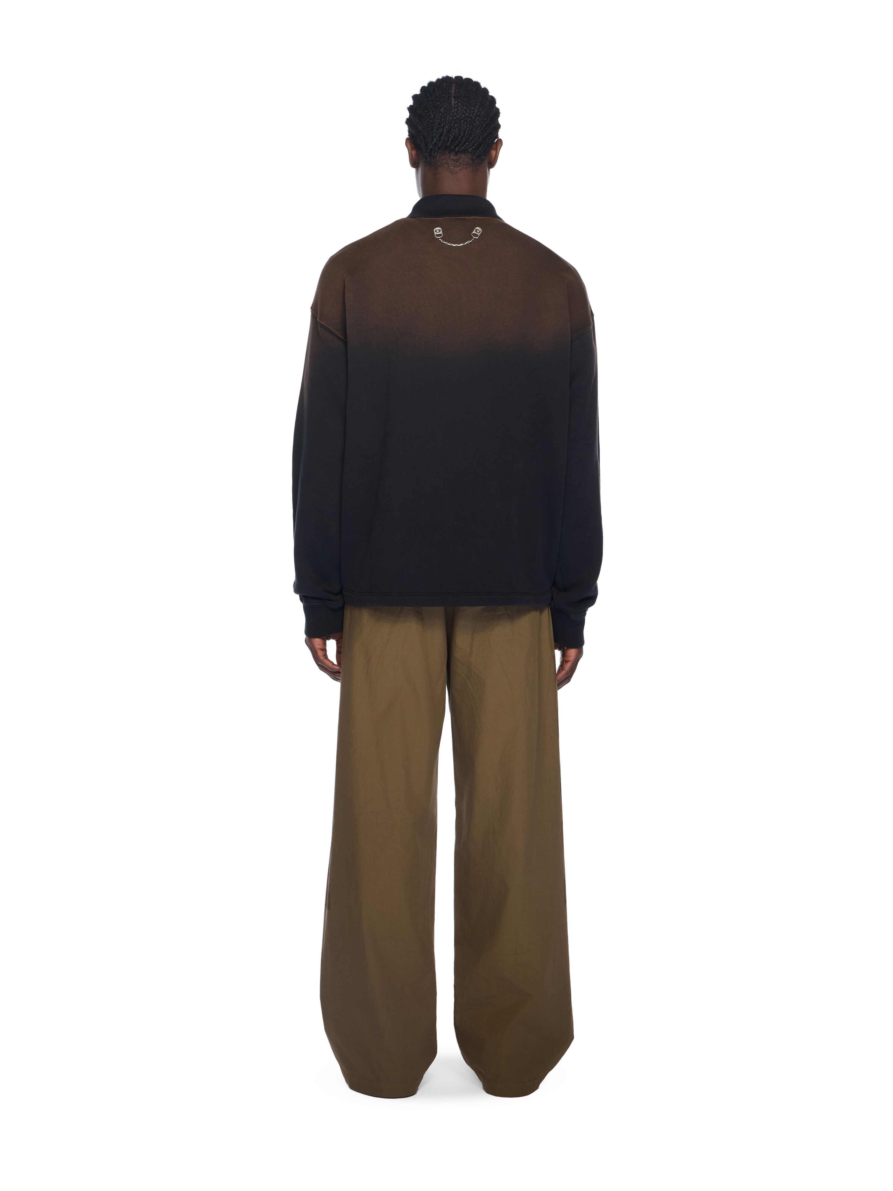 Gradient Fleece Polo Shirt OFF WHITE Gradient Fleece Polo Shirt DIRTY BLACK - DIRTY BLACK OMAD00NF25FLE007