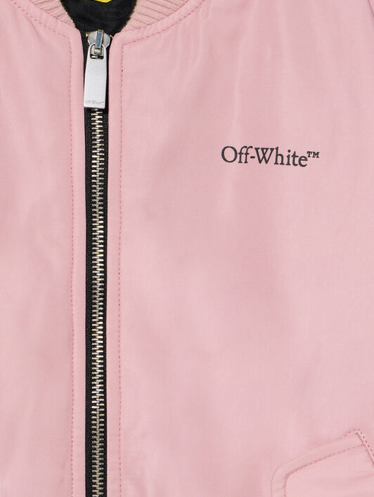 OFF WHITE Bookish Diagonal Bomber Jacket ROSE PINK - BLACK OGEH004F25FAB001