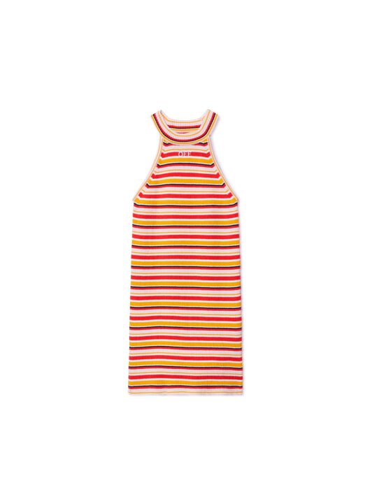 OFF WHITE Stamp Ribbed Knit Dress ORANGE OGHI005S25KNI001