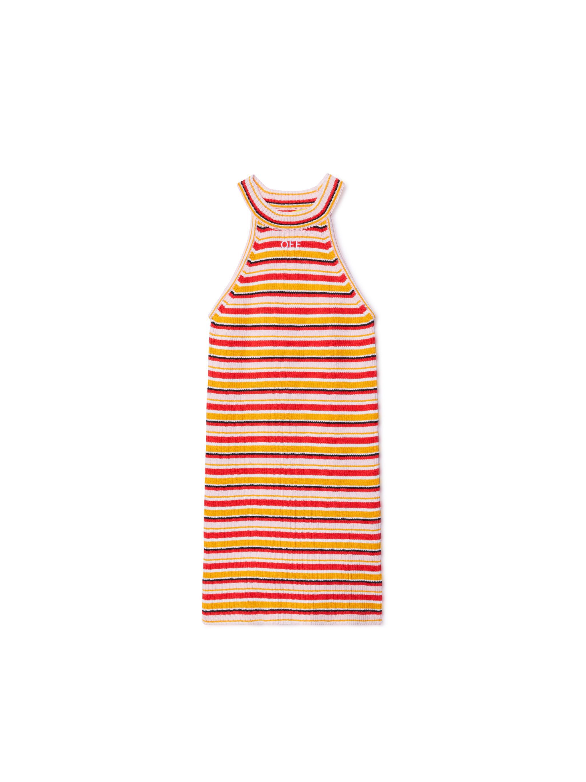 OFF WHITE Stamp Ribbed Knit Dress ORANGE OGHI005S25KNI001