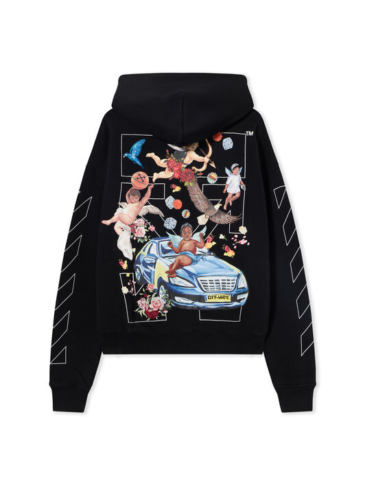 OFF WHITE Fresco Arrow Zip Skate Hoodie BLACK - WHITE OMBE015S25FLE001