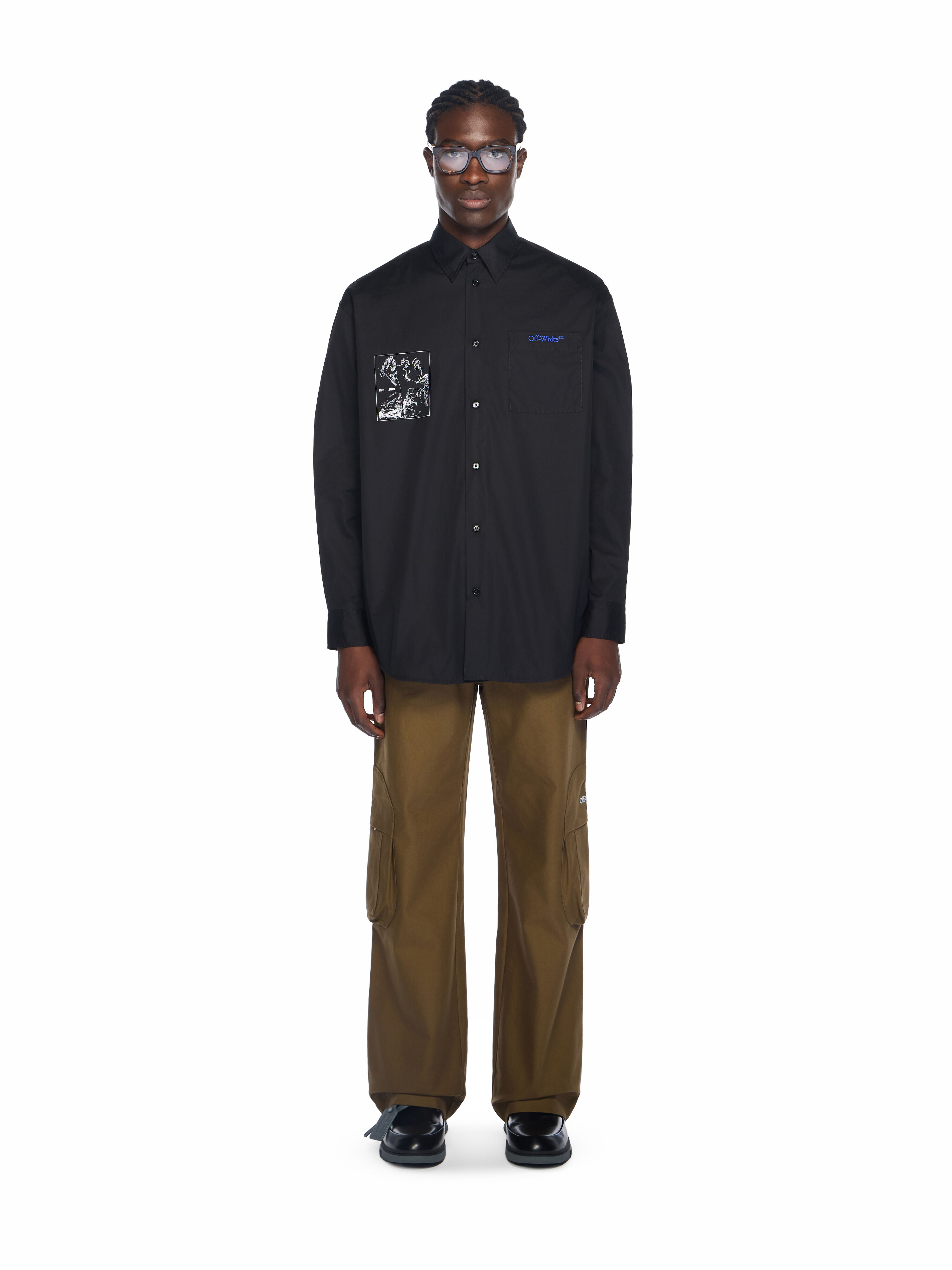 Faded Painting Over Shirt OFF WHITE Faded Painting Over Shirt BLACK - WHITE OMGE004F25FAB003